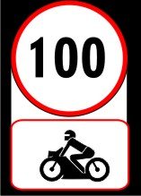 Speed limit, motor cycle combination sign